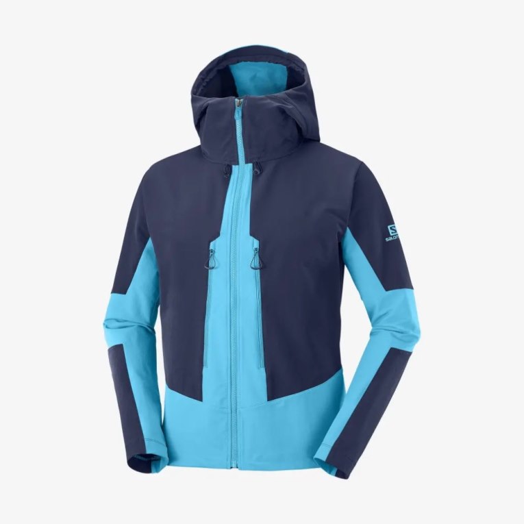 Navy / Turquoise Salomon Outpeak Softshell Full Zip Men's Jackets | PH 29046D